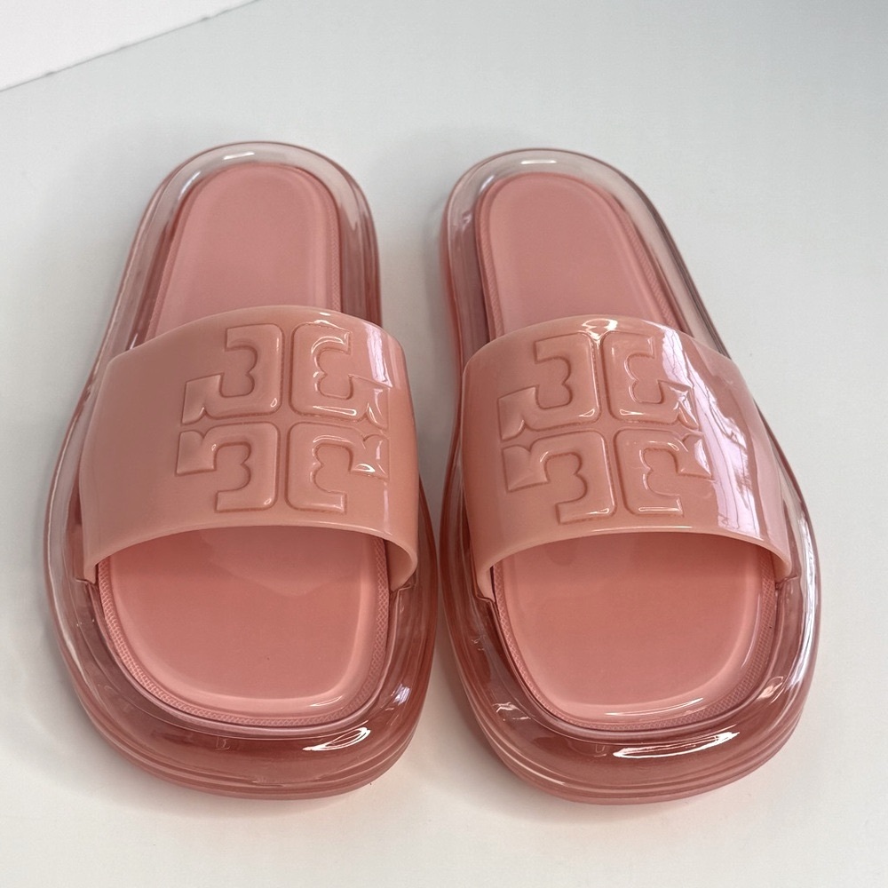 Tory Burch Bubble Jelly Slide Sandals Women's Size 7B Pink Salt Beach Summer